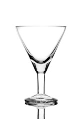 Empty martini glass on white background