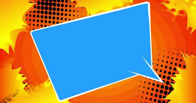 Abstract Comic Book Background. Motion poster. 4k animated Cartoon fast motion clouds, elements stock video. Comics backdrop. Retro pop art style.