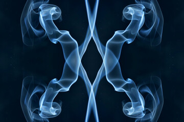 Fototapeta premium abstract graphics black blue fractal reflection symbol, design effect meditation background