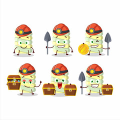 miners yellow marshmallow twist cute mascot character wearing helmet