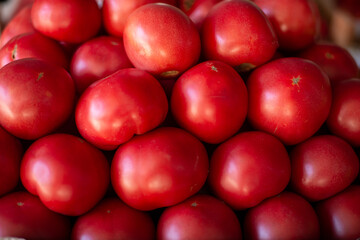 Ripe red tomato close-up. Vegetables and diet.
