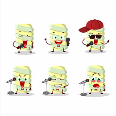 A Cute Cartoon design concept of yellow marshmallow twist singing a famous song