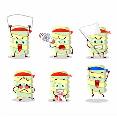 Mascot design style of yellow marshmallow twist character as an attractive supporter