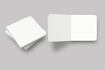 Square blank realistic children book mockup template isolated on a grey background. 3d rendering.