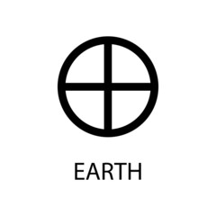 Earth symbol. Planet sign. Vector black sign on white. Astrological calendar. Jyotisha. Hinduism, Indian or Vedic astrology horoscope