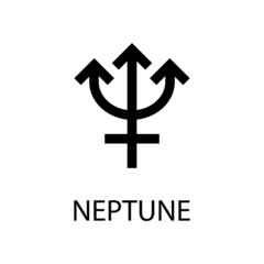 Obraz premium Neptune icon. Planet symbol. Vector black sign on white. Astrological calendar. Jyotisha. Hinduism, Indian or Vedic astrology horoscope