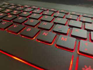 Close up short backlit keyboard key