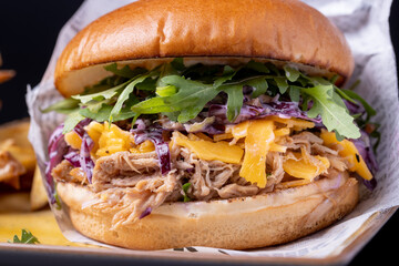 tasty fresh pulled pork burger