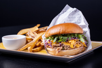 tasty fresh pulled pork burger