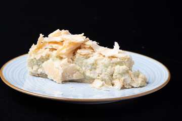 details of tasty homemade cheese pie with mint