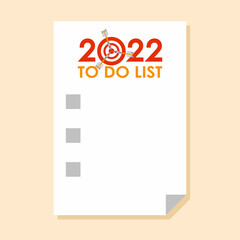 Sticker with To do list for 2022 year and check-boxes