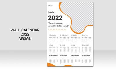 Fototapeta premium Print Ready One Page Wall calendar design template for 2022 Vector template collection. Week starts on Monday and clean, stylish and creative eye catchy design.