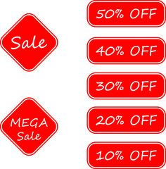 set of red buttons with sign