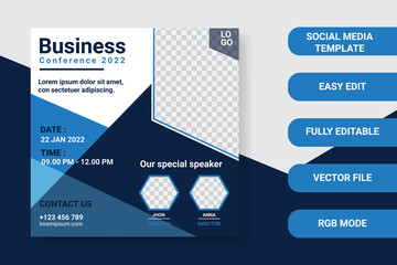Modern business conference social media post banner template design