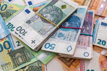 Business and economy concept exchange pln polish money to euro