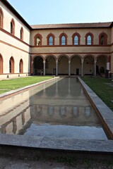 Fototapeta premium Italy, Milan: Foreshortening of Sforzesco Castle.