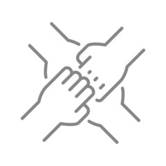 Unity line icon. Solidarity, support, teamwork, team work symbol
