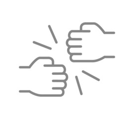Fist bump line icon. Handshake, partnership symbol