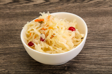 Sauerkraut with cranberry in the bowl