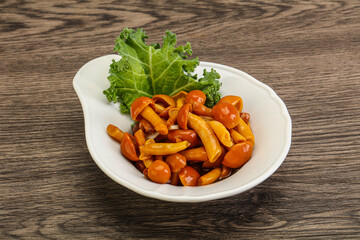 Marinated mushroom - honey agaric in the bowl