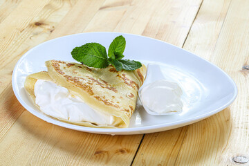 Tasty Pancake with sour cream