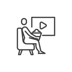 Relaxing person watching movie line icon