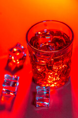 ice cubes  and  glass of water