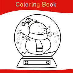 Coloring Unicorn Christmas sets worksheet page. Educational printable coloring worksheet. Coloring game for preschool children. Black and white vector illustration. Motor skills education.