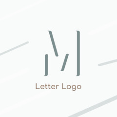 Elegant letter M logo as negative space icon creative