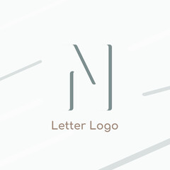 Elegant letter N logo as negative space icon creative