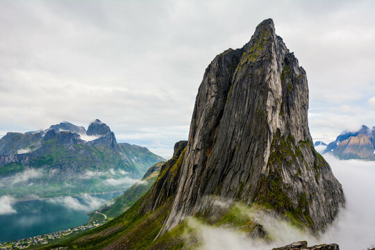 View from Mount Hesten on Iconic Mountain Segla 