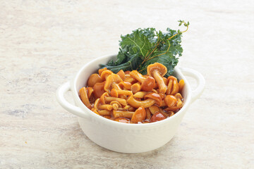 Wild pickled honey mushroom in the bowl
