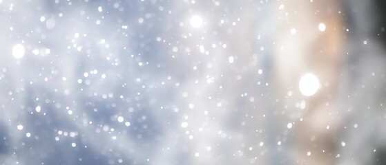 blue snowfall bokeh background, abstract snowflake background on blurred abstract blue
