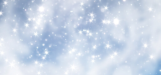 blue snowfall bokeh background, abstract snowflake background on blurred abstract blue