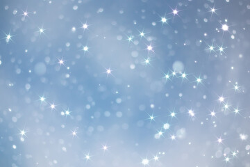 blue snowfall bokeh background, abstract snowflake background on blurred abstract blue