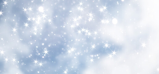 blue snowfall bokeh background, abstract snowflake background on blurred abstract blue