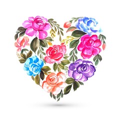 Fototapeta na wymiar Happy Valentines day colorful flower greeting card with heart design