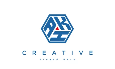Deurstickers AKH creative polygon three letter logo design victor © forhad