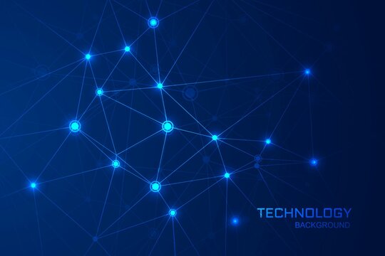 Abstract technology science background with connecting polygon lines design © Harryarts