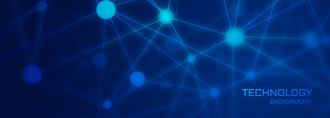 Technology banner background with polygon connecting shapes