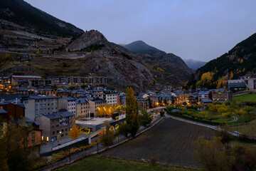 Fototapeta na wymiar Canillo town in Andorra at night