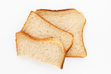 Bread slice isolated on white background.