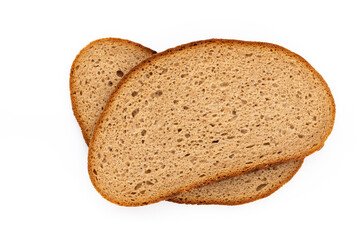 Rye bread isolated on white background.