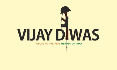 Beautiful Creative Typography for Vijay Diwas, An Indian Military Victory Day. Tribute To The Real Heroes of India. Editable Illustration