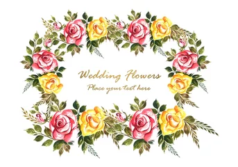 Fotobehang Bloemen Romantic wedding invitation with colorful flowers card background