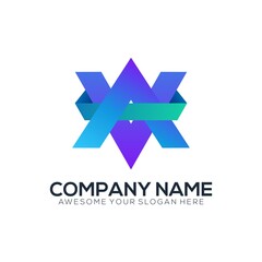Letter AV gradient colorful logo template
