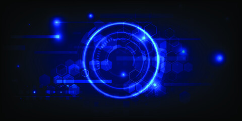 Vector illustration of Circle HUD futuristic digital technology and science fiction artwork background.