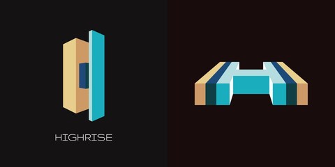 Modern logo set of 3-Dimensional letter H. Two beautiful 3D logo designs for personal and company branding. EPS10.