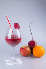 Fresh and healthy mixed beet, apple and orange juice 