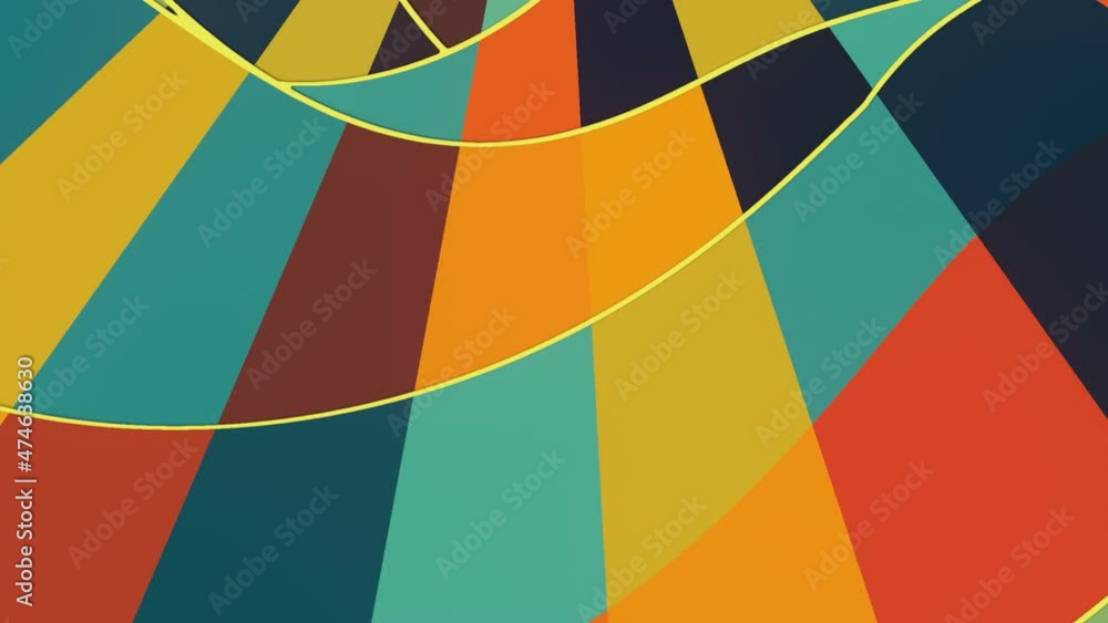 Poster digital seamless loop animation of a colorful flat wavy surface. 3d rendering hd